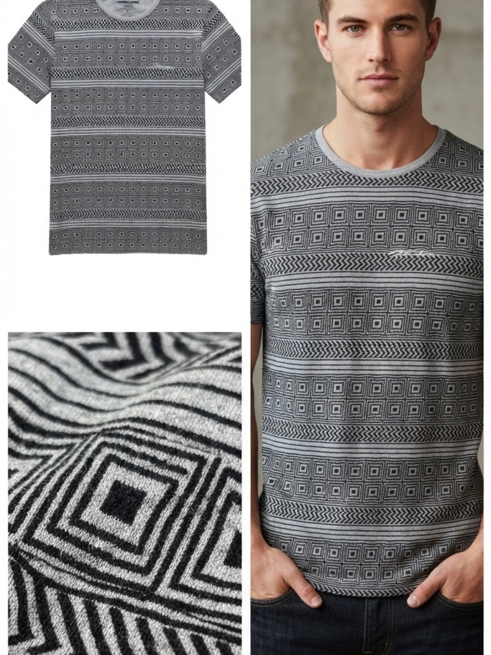 Primitive Skateboardinf Mens Top S Black Gray Geometric Skate Streetwear Zig Zag